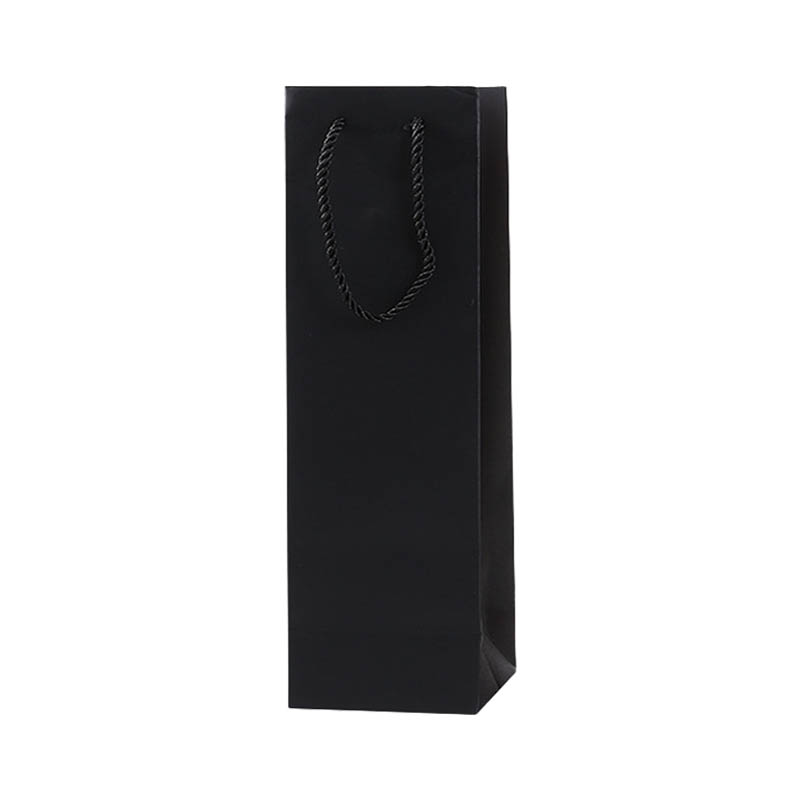 Paper Wine Bags Single Bottle 110x350mm Black - 100/Pack