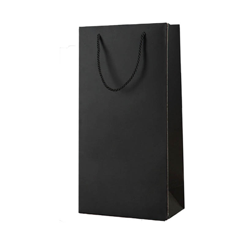 Paper Wine Bags Double Bottles 170x350mm Black - 100/Pack